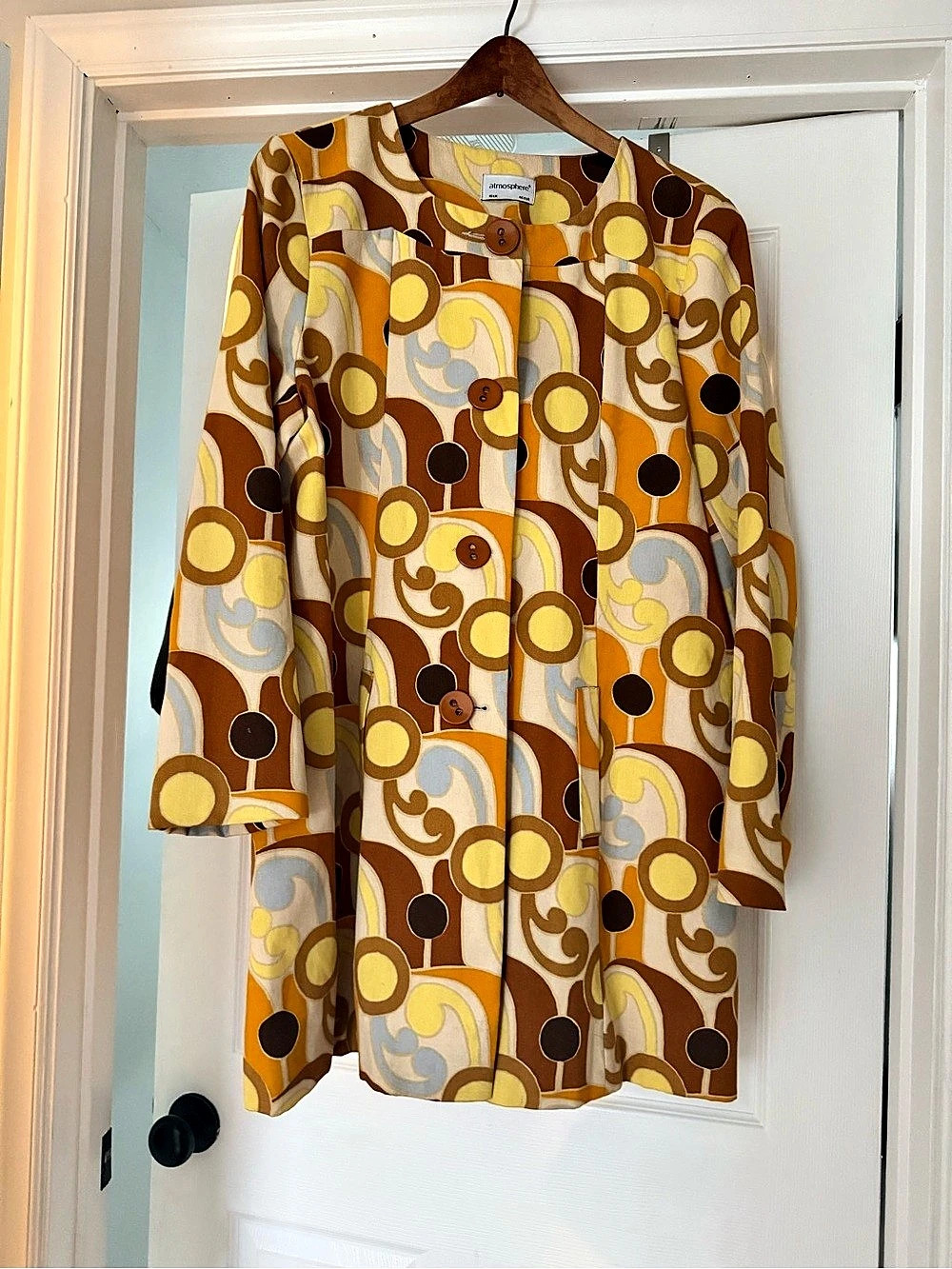 Atmosphere Retro Geometric Swing Coat